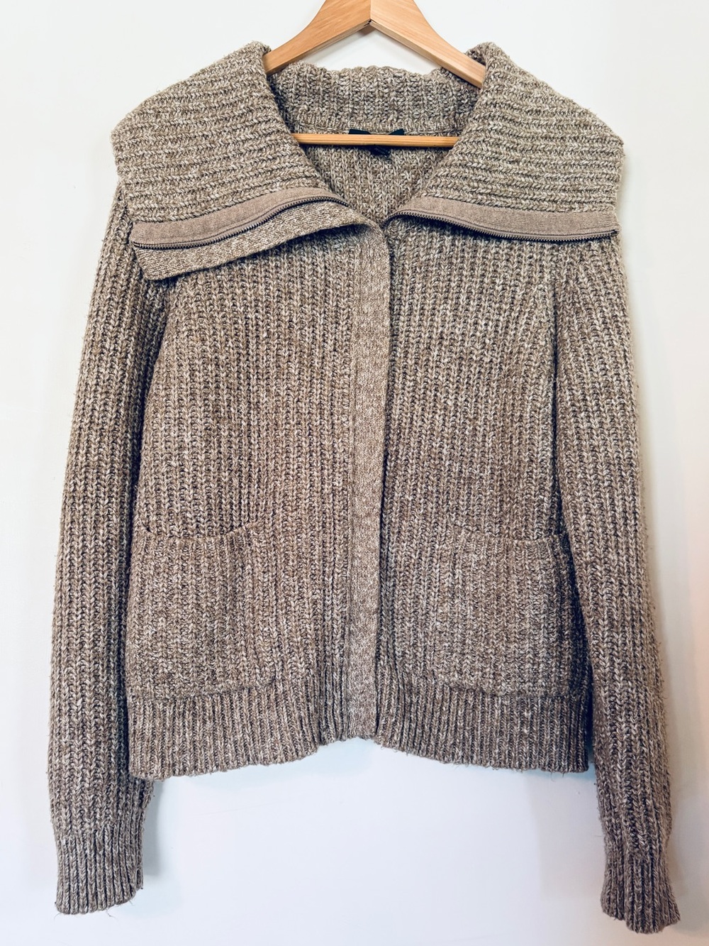 VTG Ralph Lauren Jeans Chunky ribbed marled knit zip-up cardigan sweater jacket